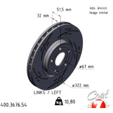 400.3676.54 Zimmermann Black Z Спортивный передний левый тормозной диск с насечками 322x32 на MERCEDES-BENZ CLS (C218) с двигателем CLS 220 BlueTEC / d (218.301) 125 кВт (170 л.с.)