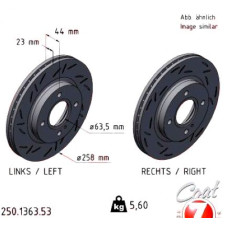 250.1363.53 Zimmermann Black Z Спортивный передний тормозной диск с насечками 258x23 на FORD FIESTA VI (CB1, CCN) с двигателем 1.0 59 кВт (80 л.с.)