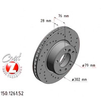 150.1261.52 Zimmermann Sport Z Спортивный передний тормозной диск с перфорацией 302x28 на BMW 5 (E34) с двигателем 540 i V8
