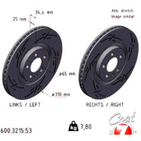 600.3215.53 Zimmermann Black Z Спортивный передний тормозной диск с насечками 310x25 на AUDI A1 Sportback (8XA, 8XF) с двигателем 1.6 TDI 66 кВт (90 л.с.)