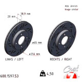 Спортивный передний тормозной диск с насечками 256х20 600159753 Otto Zimmermann Black Z