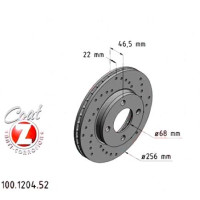 100.1204.52 Zimmermann Sport Z Спортивный передний тормозной диск с перфорацией 256x22 на AUDI 90 B3 (893, 894, 8A2) с двигателем 2.0 20 V