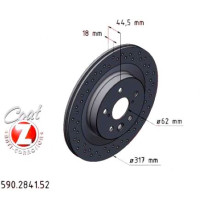 590.2841.52 Zimmermann Sport Z Спортивный задний тормозной диск с перфорацией 317x18 на TOYOTA bZ4X (_EAM1_) с двигателем EV (XEAM10)