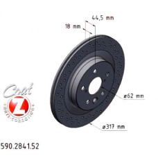 590.2841.52 Zimmermann Sport Z Спортивный задний тормозной диск с перфорацией 317x18 на TOYOTA bZ4X (_EAM1_) с двигателем EV (XEAM10)