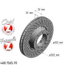 460.1565.70 Zimmermann Formula Z Передний правый тормозной диск 322x32 на PORSCHE 911 (993) с двигателем 3.6 Turbo 4