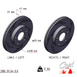 Спортивный передний тормозной диск с насечками 288х25 285353453 Otto Zimmermann Black Z