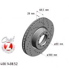 400.1408.52 Zimmermann Sport Z Спортивный передний тормозной диск с перфорацией 300x28 на MERCEDES-BENZ S-CLASS КУПЕ (C126) с двигателем 420 SEC (126.046) 150 кВт (204 л.с.)