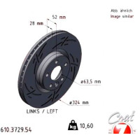 Спортивный передний левый тормозной диск с насечками 324х28 610372954 Otto Zimmermann Black Z