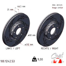 100.1242.53 Zimmermann Black Z Спортивный передний тормозной диск с насечками 312x25 на AUDI A4 Avant (8ED, B7) с двигателем 2.5 TDI