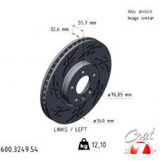600.3249.54 Zimmermann Black Z Спортивный передний левый тормозной диск с насечками 340x33 на VW TRANSPORTER T5 C БОРТОВОЙ ПЛАТФОРМОЙ/ХОДОВАЯ ЧАСТЬ (7JD, 7JE ) с двигателем 2.0 TDI 75 кВт (102 л.с.)