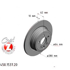 450.1537.20 Zimmermann Задний тормозной диск 259,5x10 на MG ZT- T с двигателем 160