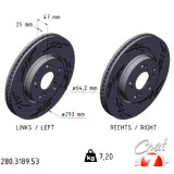 Спортивный передний тормозной диск с насечками 293х25 280318953 Otto Zimmermann Black Z