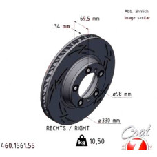 460.1561.55 Zimmermann Black Z Спортивный передний правый тормозной диск с насечками 330x34 на PORSCHE 911 КАБРИОЛЕТ (992) с двигателем 3.0 Carrera 4 (992610)
