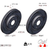 Спортивный передний тормозной диск с насечками 320х28 280319753 Otto Zimmermann Black Z