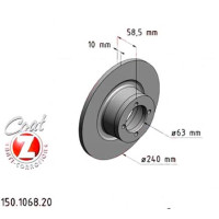 150.1068.20 Zimmermann Передний тормозной диск 240x10 на BMW 1502-2002 (E10) с двигателем 1600/2