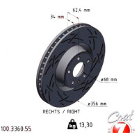 100.3360.55 Zimmermann Black Z Спортивный передний тормозной диск с насечками 356x34 на AUDI A6 Allroad (4GH, 4GJ, C7) с двигателем 3.0 TDI quattro 160 кВт (218 л.с.)