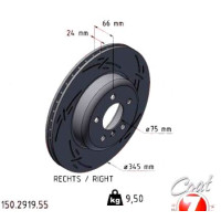 150.2919.55 Zimmermann Black Z Спортивный задний правый тормозной диск с насечками 345x24 на BMW 3 Gran Turismo (F34) с двигателем 325 d 165 кВт (224 л.с.)