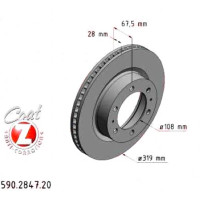 590.2847.20 Zimmermann Передний тормозной диск 319x28 на TOYOTA FJ CRUISER (GSJ1_) с двигателем 4.0 (GSJ15)