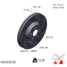 400.5555.55 Zimmermann Black Z Спортивный передний правый тормозной диск с насечками 354x32 на MERCEDES-BENZ GLE Coupe (C167) с двигателем GLE 300 d EQ Boost 4-matic (167.309)