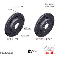 600.3259.53 Zimmermann Black Z Спортивный передний тормозной диск с насечками 256x22 на SKODA FABIA IV (PJ3) с двигателем 1.0 TSI 85 кВт (116 л.с.)
