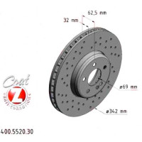 400.5520.30 Zimmermann Formula S Передний тормозной диск 342x32 на MERCEDES-BENZ E-CLASS (W213) с двигателем E 350 e (213.050) 210 кВт (286 л.с.)