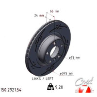 150.2921.54 Zimmermann Black Z Спортивный задний левый тормозной диск с насечками 345x24 на BMW 3 (F30, F80) с двигателем 325 d 155 кВт (211 л.с.)