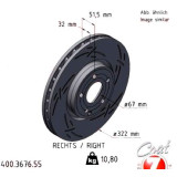 Спортивный передний правый тормозной диск с насечками 322х32 400367655 Otto Zimmermann Black Z