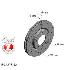 150.1273.52 Zimmermann Sport Z Спортивный передний тормозной диск с перфорацией 280x25 на BMW 3 КАБРИОЛЕТ (E30) с двигателем M3 2.3