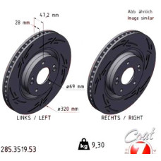 285.3519.53 Zimmermann Black Z Спортивный передний тормозной диск с насечками 320x28 на HYUNDAI GRANDEUR VI (IG) с двигателем 2.2 CRDI