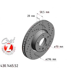 Спортивный передний тормозной диск с перфорацией 296х28 430146552 Otto Zimmermann Sport Z