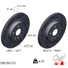 590.2841.53 Zimmermann Black Z Спортивный задний тормозной диск с насечками 317x18 на TOYOTA bZ4X (_EAM1_) с двигателем EV (XEAM10)