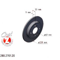 280.2701.20 Zimmermann Задний тормозной диск 239x9 на HONDA FIT V (GR_, GS_) с двигателем 1.3 (GR1, GR5)