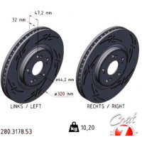 Спортивный передний тормозной диск с насечками 320х32 280317853 Otto Zimmermann Black Z