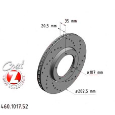 460.1017.52 Zimmermann Sport Z Спортивный передний тормозной диск с перфорацией 282x20 на PORSCHE 924 с двигателем 2.5 S 118 кВт (160 л.с.)