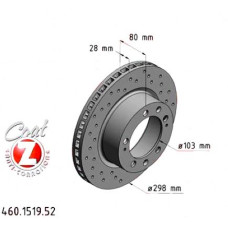 460.1519.52 Zimmermann Sport Z Спортивный передний тормозной диск с перфорацией 298x28 на PORSCHE 911 (964) с двигателем 3.6 Carrera