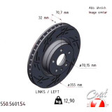 Спортивный передний левый тормозной диск с насечками 355х32 550560154 Otto Zimmermann Black Z