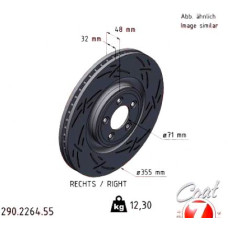 290.2264.55 Zimmermann Black Z Спортивный передний правый тормозной диск с насечками 355x32 на JAGUAR XF (X250) с двигателем 2.2 D 147 кВт (200 л.с.)
