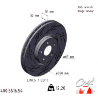 Спортивный передний левый тормозной диск с насечками 350х32 400551654 Otto Zimmermann Black Z