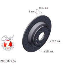 280.3179.52 Zimmermann Sport Z Спортивный задний тормозной диск с перфорацией 305x9 на HONDA ACCORD VIII (CU) с двигателем 2.2 i-DTEC (CU3) 132 кВт (180 л.с.)