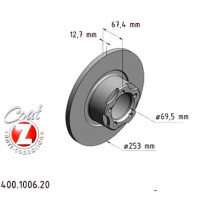 400.1006.20 Zimmermann Передний тормозной диск 253x13 на MERCEDES-BENZ HECKFLOSSE (W110) с двигателем 200