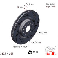 Спортивный передний правый тормозной диск с насечками 350х32 280319455 Otto Zimmermann Black Z