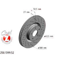 250.1399.52 Zimmermann Sport Z Спортивный передний тормозной диск с перфорацией 308x27 на FORD KUGA III (DFK) с двигателем 2.5 Duratec FHEV