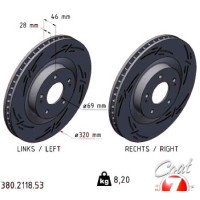 Спортивный передний тормозной диск с насечками 320х28 380211853 Otto Zimmermann Black Z