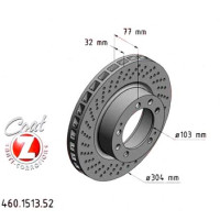 460.1513.52 Zimmermann Sport Z Спортивный передний левый тормозной диск с перфорацией 304x32 на PORSCHE 928 с двигателем 5.0 S, S4