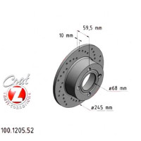 100.1205.52 Zimmermann Sport Z Спортивный задний тормозной диск с перфорацией 245x10 на AUDI 90 B3 (893, 894, 8A2) с двигателем 2.0