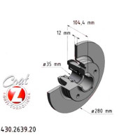 430.2639.20 Zimmermann Задний тормозной диск 280x12 на NISSAN NV300 C БОРТОВОЙ ПЛАТФОРМОЙ/ХОДОВАЯ ЧАСТЬ (X82) с двигателем 1.6 dci 125