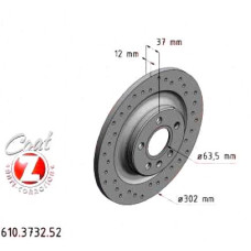 610.3732.52 Zimmermann Sport Z Спортивный задний тормозной диск с перфорацией 302x12 на VOLVO XC40 (536) с двигателем B3 Mild-Hybrid