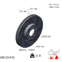 600.3249.55 Zimmermann Black Z Спортивный передний правый тормозной диск с насечками 340x33 на VW TRANSPORTER T5 Kasten (7HA, 7HH, 7EA, 7EH) с двигателем 2.0 TDI 100 кВт (136 л.с.)
