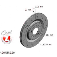 400.5550.20 Zimmermann Задний тормозной диск 330x22 на MERCEDES-BENZ A-CLASS (W177) с двигателем AMG A 35 L 4-matic (177.951)