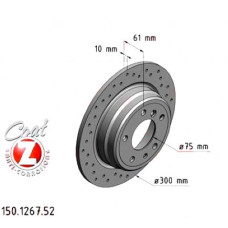 150.1267.52 Zimmermann Sport Z Спортивный задний тормозной диск с перфорацией 300x10 на BMW 5 (E34) с двигателем 525 i